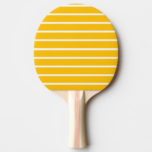 Pala De Ping Pong Diseño de rayas amarillas y blancas (Anverso)