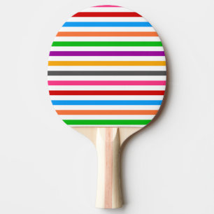 Pala De Ping Pong Diseño de rayas de arcoíris coloridas - Blanco 