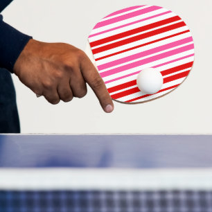 Pala De Ping Pong Diseño de rayas verticales rosadas blancas rojas