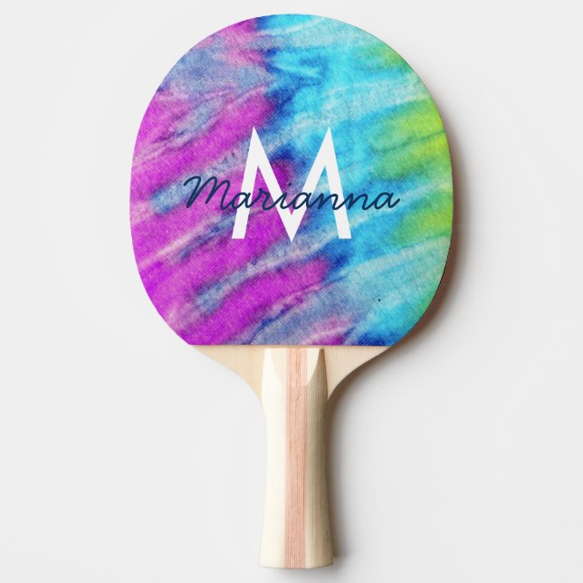 Pala De Ping Pong Diseño de tinte de anclaje Monograma Retro (Anverso)