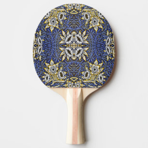 Pala De Ping Pong Diseño de Tulipán y Sauce Azul y Dorado de William