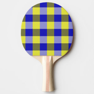 Pala De Ping Pong Diseño del cheque de Gingham amarillo azul