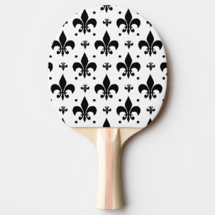 Pala De Ping Pong Diseño del patrón de flor de lis de fondo blanco