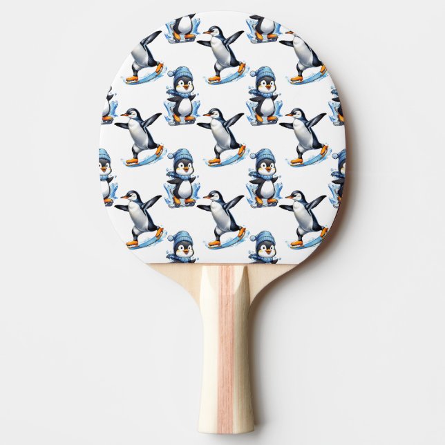 Pala De Ping Pong Diseño del patrón de pingüinos (Anverso)
