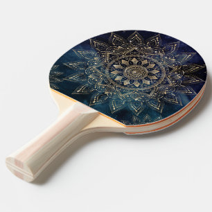 Pala De Ping Pong Diseño elegante Gold Mandala Blue Galaxy