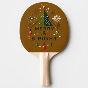 Pala De Ping Pong Diseño festivo de árbol de navidad brillante y mor