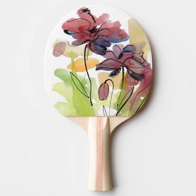 Pala De Ping Pong Diseño floral del verano con el extracto pintado a (Anverso)