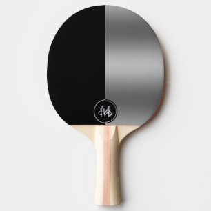 Pala De Ping Pong Diseño geométrico de pantalla dividida en negro y 