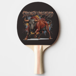 Pala De Ping Pong Diseño Gráfico Toro Cargando Fuerza Desatada