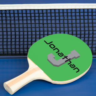 Pala De Ping Pong Diseño inicial de monograma verde personalizado