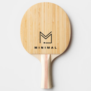 Pala De Ping Pong Diseño mínimo de madera clara con logotipo de nego