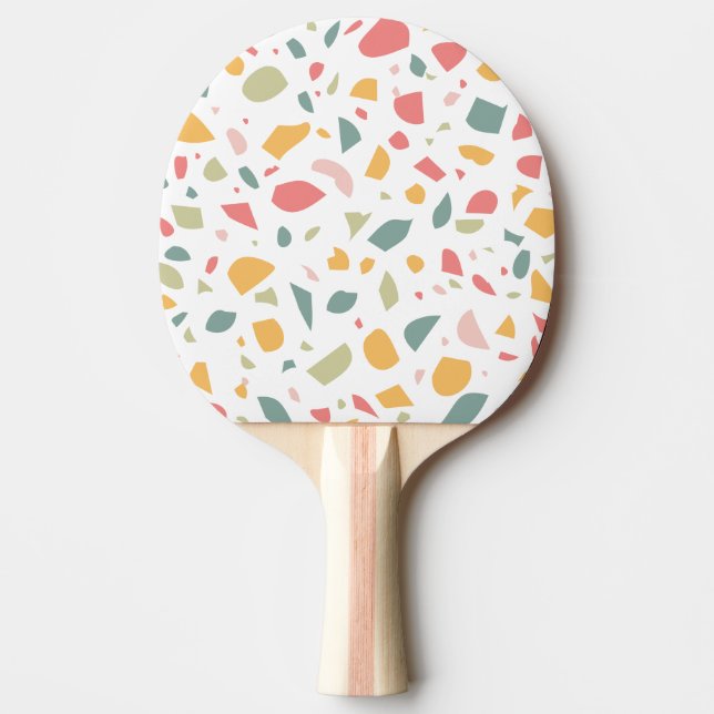 Pala De Ping Pong Diseño moderno de terrazo pastel (Anverso)