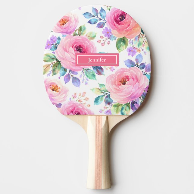 Pala De Ping Pong Diseño personalizado boho floral amanecer          (Anverso)