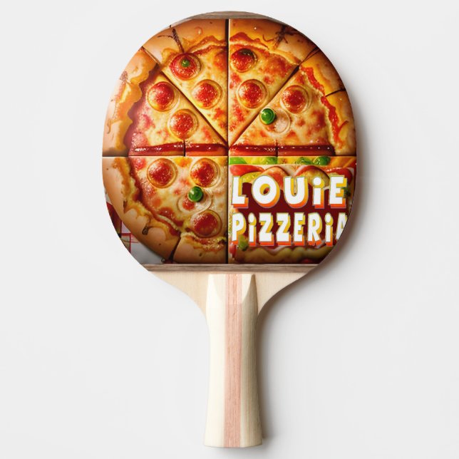 Pala De Ping Pong Diseño Pizza Pizzeria (Anverso)