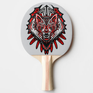 Pala De Ping Pong Diseño Totémico Tribal Haida de Lobo