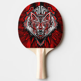 Pala De Ping Pong Diseño Totémico Tribal Haida de Lobo