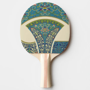 Pala De Ping Pong Diseños orientales azules con caras sonrientes