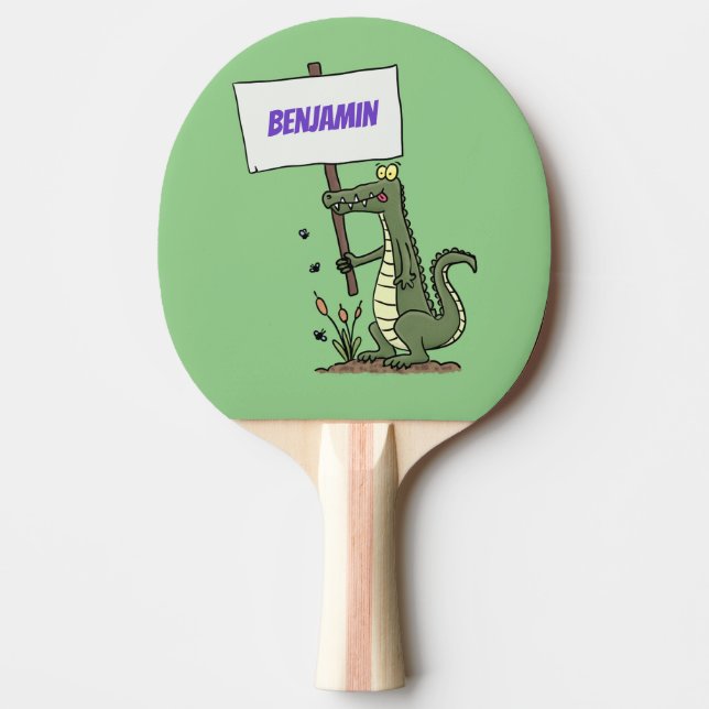 Pala De Ping Pong Divertido cocodrilo alineador con personalizado de (Anverso)