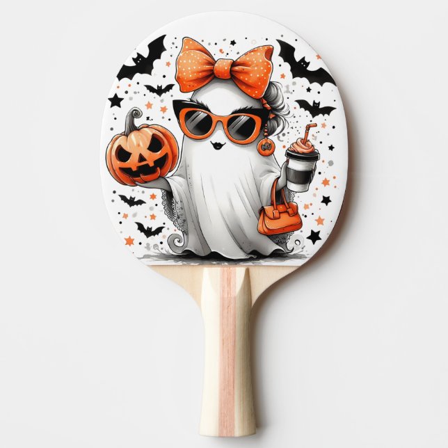 Pala De Ping Pong Divertido fantasma de Halloween (Anverso)