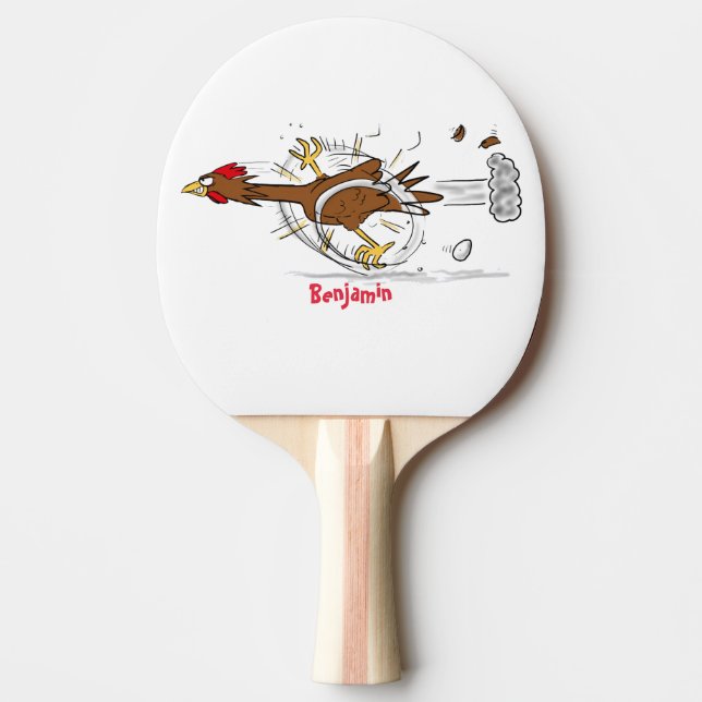 Pala De Ping Pong Divertido ilustracion de pollo fresco y personaliz (Anverso)