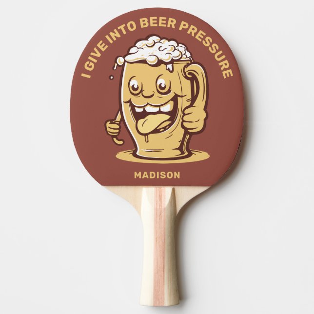 Pala De Ping Pong Divertido nombre personalizado y cerveza de texto (Anverso)