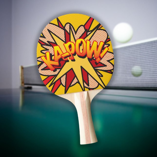 Pala De Ping Pong Diviértete con el libro de historietas retro moder (Fun Modern Retro Comic Book KAPOW Pop Art Ping Pong Paddle)
