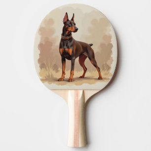 Pala De Ping Pong Doberman Pinscher perro marrón óxido rojo