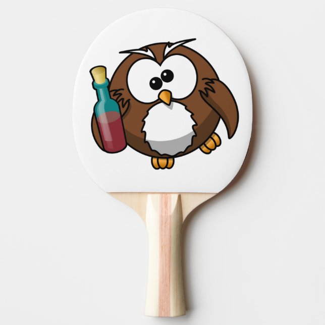 PALA DE PING PONG "¿DÓNDE ESTÁ EL FIESTA?" DRUNK OWL (Anverso)