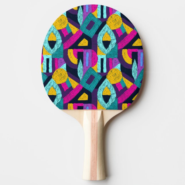 Pala De Ping Pong Doodles retro: arte pop geométrico. (Anverso)