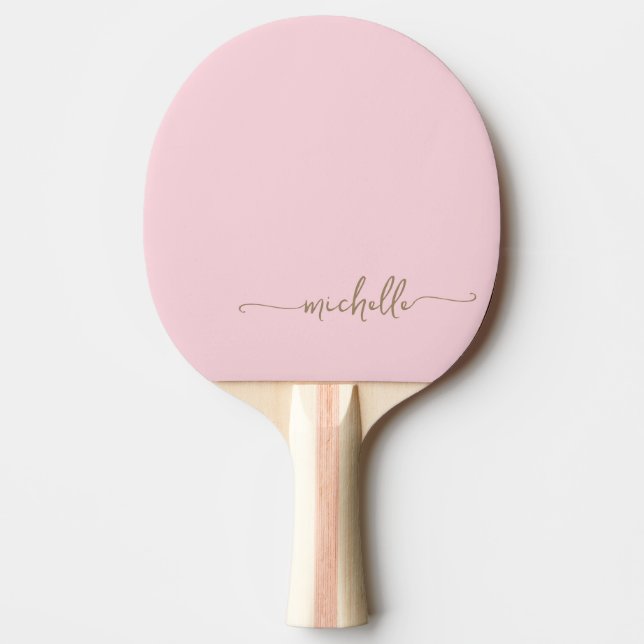 Pala De Ping Pong Dorado nombre personalizado firma escritura rosa d (Anverso)