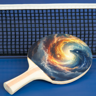 Pala De Ping Pong Dos monstruos marinos se persiguen, fantasía 