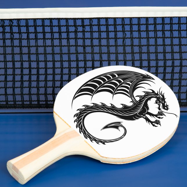 Pala De Ping Pong Dragon Black Shape Tattoo Style (in situ)
