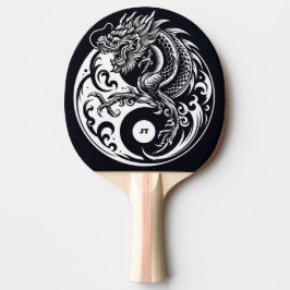 Pala De Ping Pong Dragón Chino en Blanco y Negro Personalizado