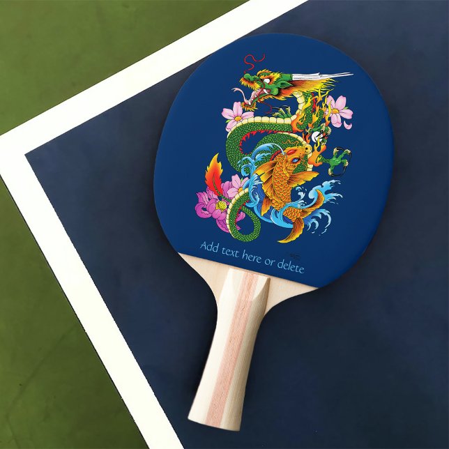 Pala De Ping Pong Dragón chino verde Koi (Subido por el creador)