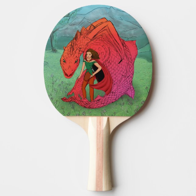 Pala De Ping Pong Dragón de bebé rojo (Anverso)