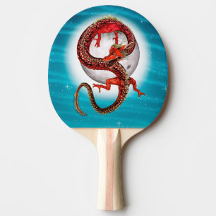 Pala De Ping Pong Dragón de Luna Roja Arte de Fantasía Celestial