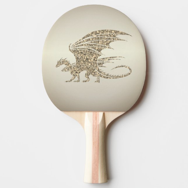 Pala De Ping Pong Dragón de mosaico asombroso oro (Anverso)