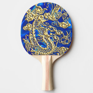 Pala De Ping Pong Dragón de oro Grabado en relieve en papel satinado