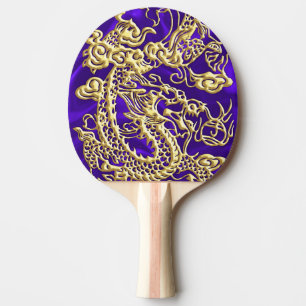 Pala De Ping Pong Dragón de oro Grabado en relieve en papel satinado