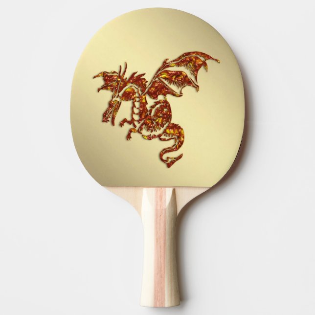 Pala De Ping Pong Dragón Dorado en Llamas (Anverso)