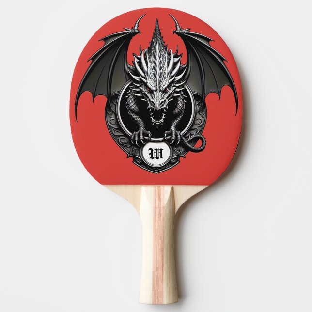 Pala De Ping Pong Dragón Gris con Ojos Amarillos  (Anverso)