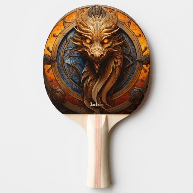 Pala De Ping Pong Dragón Naranja Fiero Personalizado (Anverso)