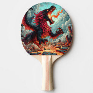 Pala De Ping Pong Dragón Rojo Personalizado que Respira Fuego