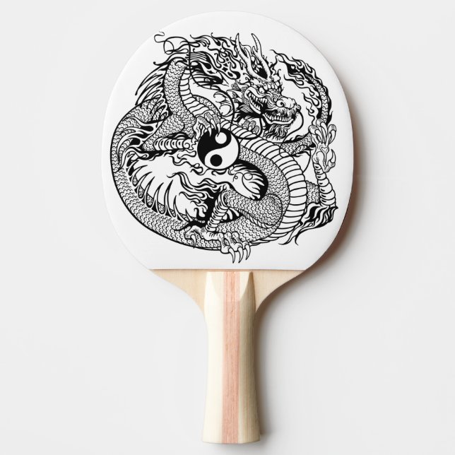 Pala De Ping Pong dragón sosteniendo yin yang (Anverso)