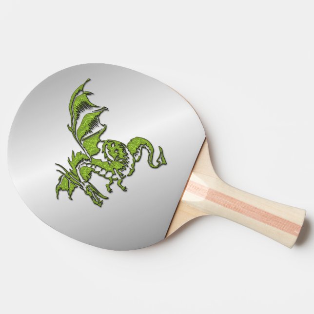 Pala De Ping Pong Dragón verde en plata (Lateral)