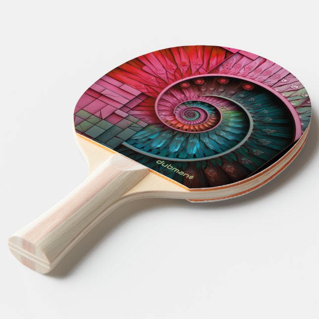 Pala De Ping Pong Dubman Designs: Mosaico en Espiral de Fibonacci (Ángulo frontal)