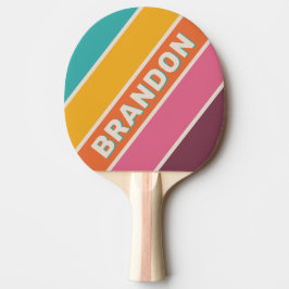 Pala De Ping Pong Dulces Antiguos Arcoíris con Nombre en Rayas Negri
