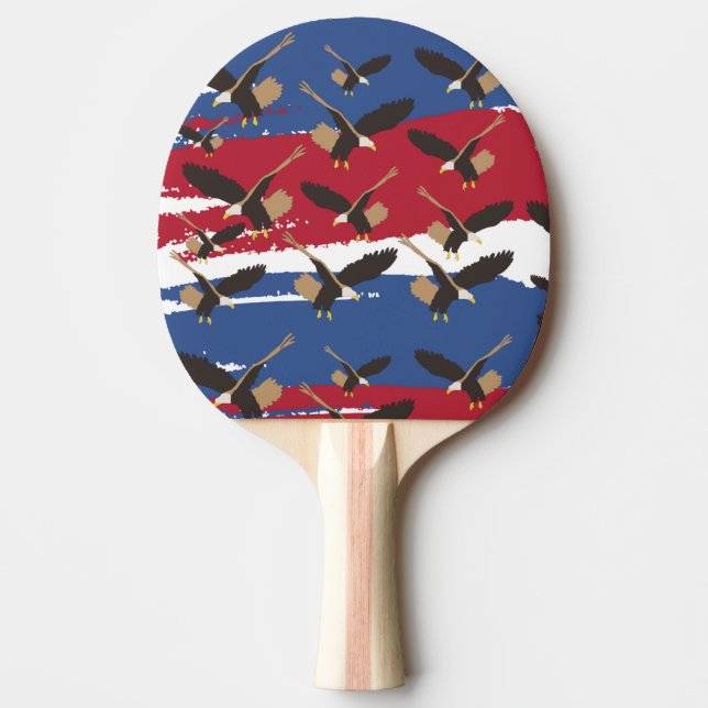 Pala De Ping Pong Eagle Bird USA Bandera Patriótica Americana (Anverso)