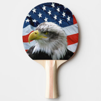Pala De Ping Pong Eagle calvo y bandera americana