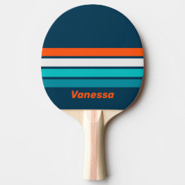 Pala De Ping Pong Eco de botella azul a través de franjas con nombre